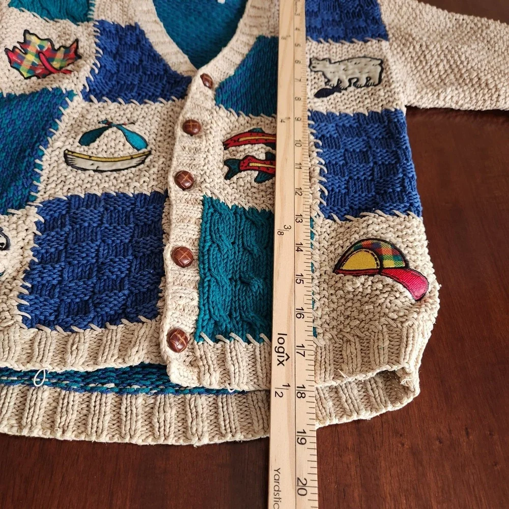 Vintage Gymboree Chunky Knit Cardigan Sweater Boy XL Into The Woods 1997 Grandpa